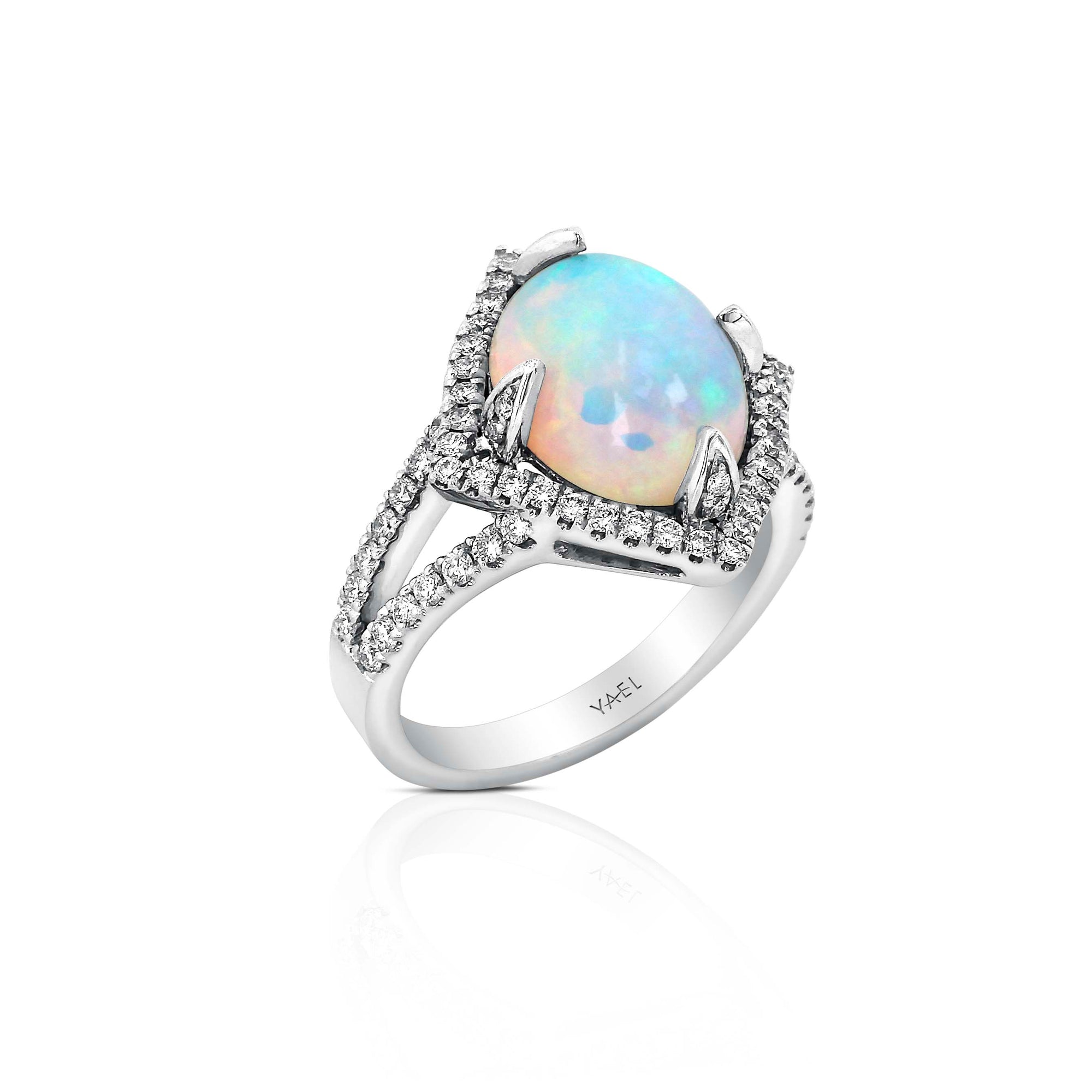 Opal and Diamond Ring by Yael - White Gold - Talisman Collection Fine Jewelers