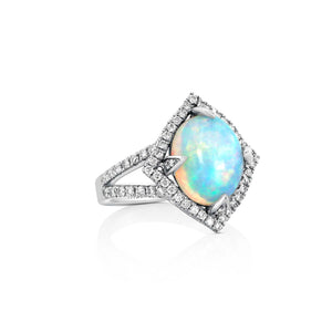 Opal and Diamond Ring by Yael - White Gold - Talisman Collection Fine Jewelers