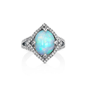 Opal and Diamond Ring by Yael - White Gold - Talisman Collection Fine Jewelers