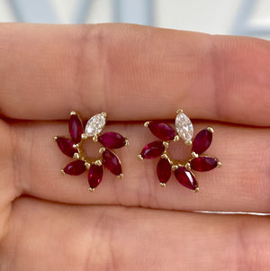 Ruby Marquise Swirl Stud Earrings by Gemma Couture