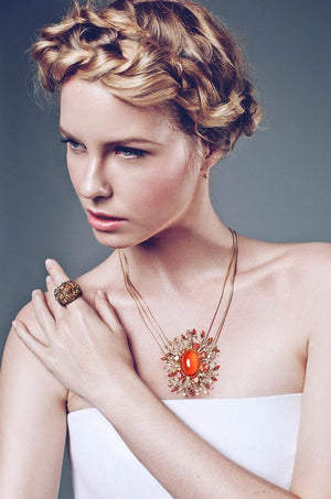 Fire Opal, Sapphire and Diamond Mythology Collection Apollo Necklace by MadStone - Talisman Collection Fine Jewelers