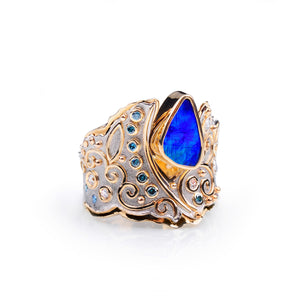Golden Orchid Opal and Diamond Ring by Margisa - Talisman Collection Fine Jewelers