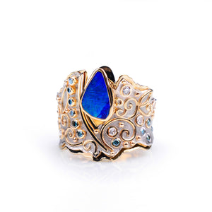 Golden Orchid Opal and Diamond Ring by Margisa - Talisman Collection Fine Jewelers