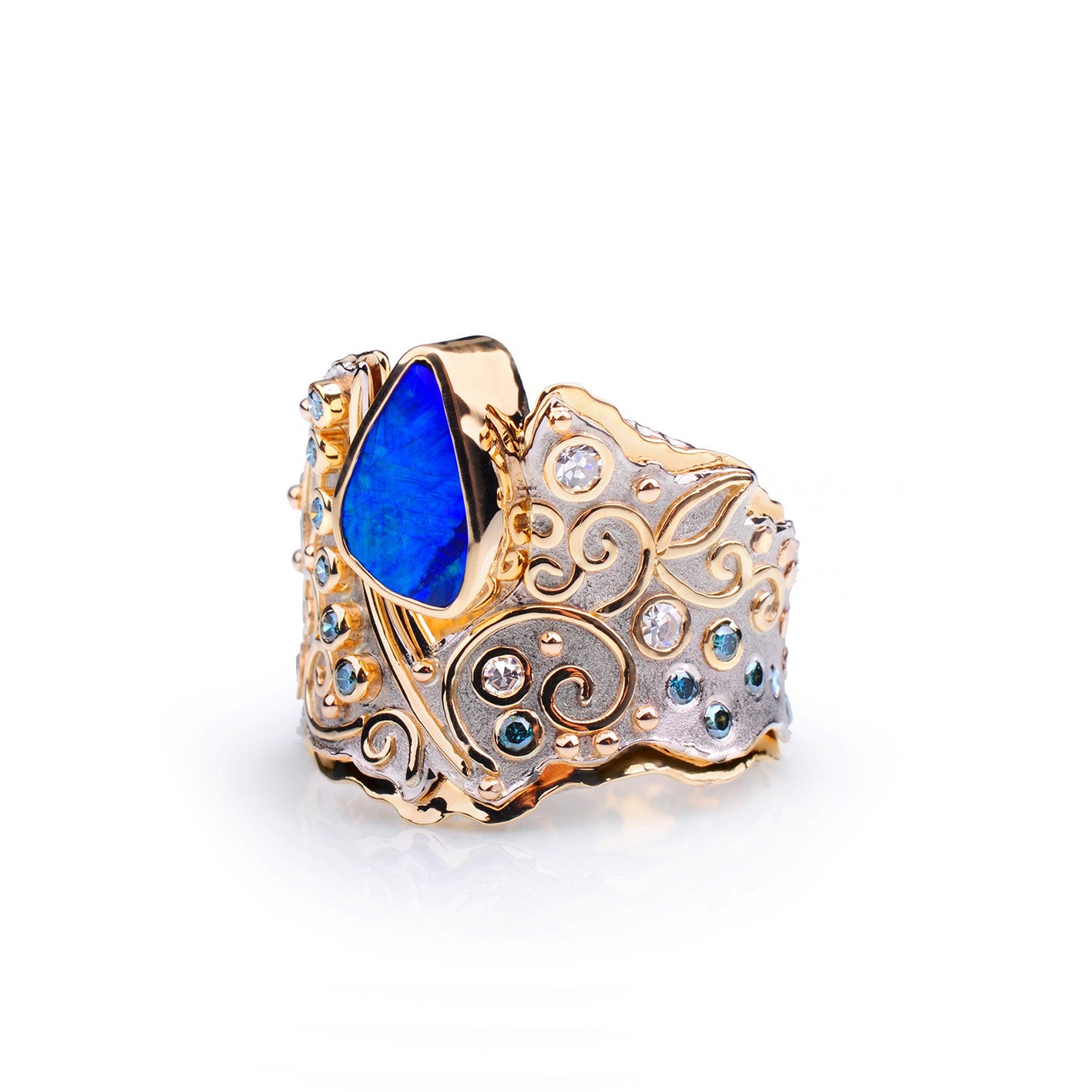 Golden Orchid Opal and Diamond Ring by Margisa - Talisman Collection Fine Jewelers