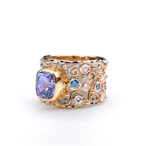 Talisman Ceylon Sapphire and Diamond Ring by Margisa - Talisman Collection Fine Jewelers