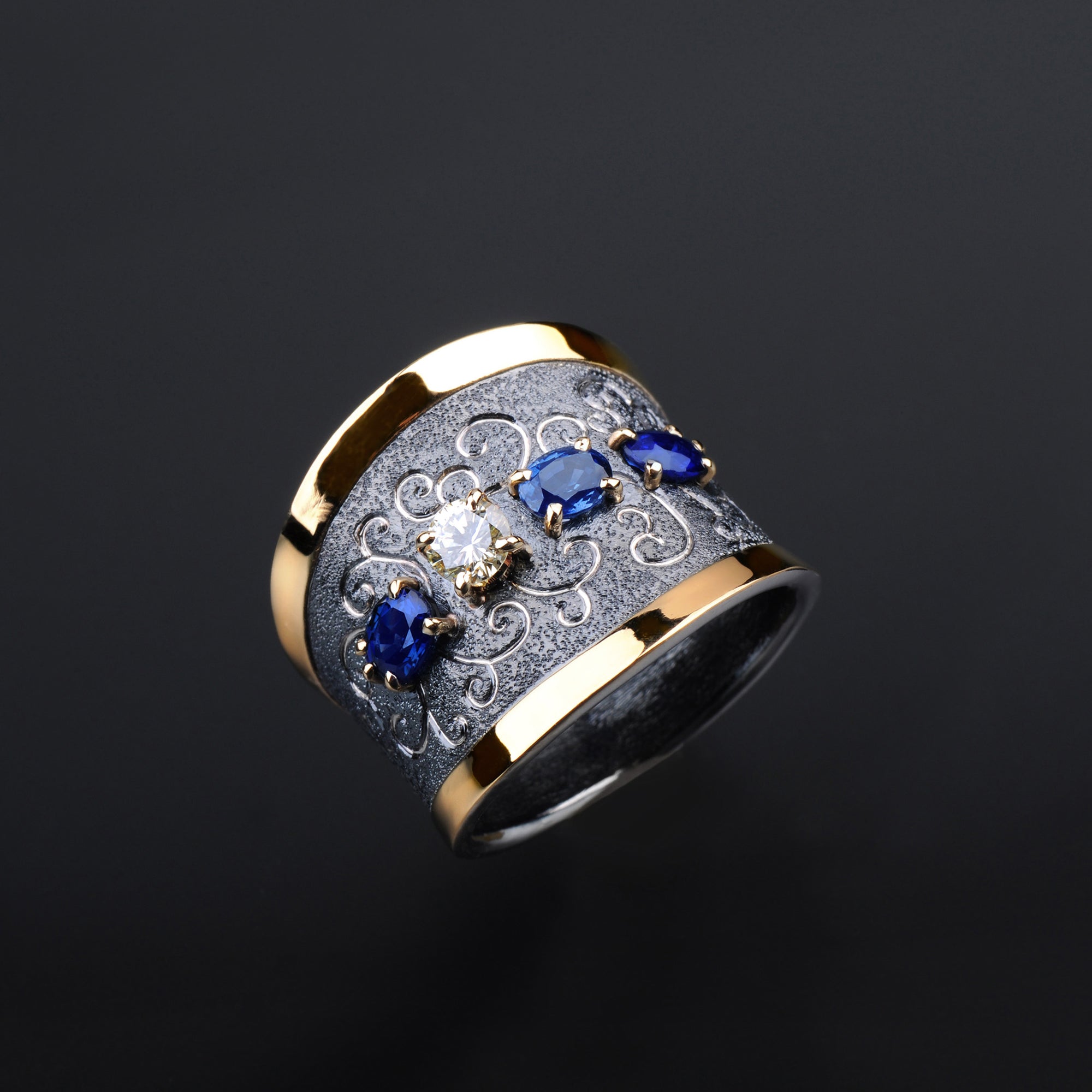 Rhapsody Blue Sapphire and Diamond Ring by Margisa - Talisman Collection Fine Jewelers