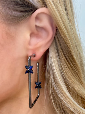 Sapphire Mariposa Hoop Earrings by Gemma Couture