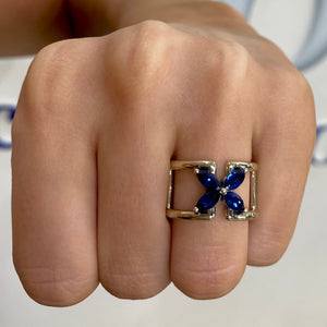 Blue Sapphire Mariposa Ring by Gemma Couture