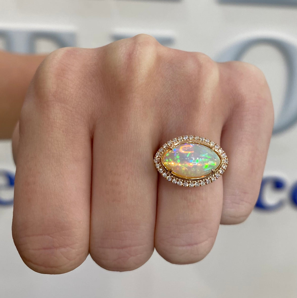 Marquise Opal and Diamond Ring by Yael
