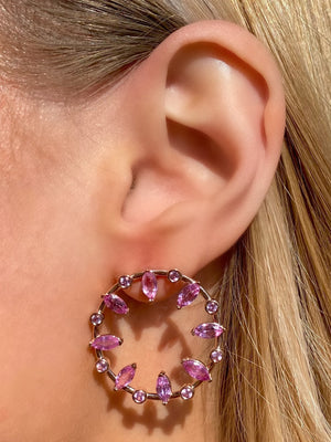 Pink Sapphire Meridian Earrings by Gemma Couture