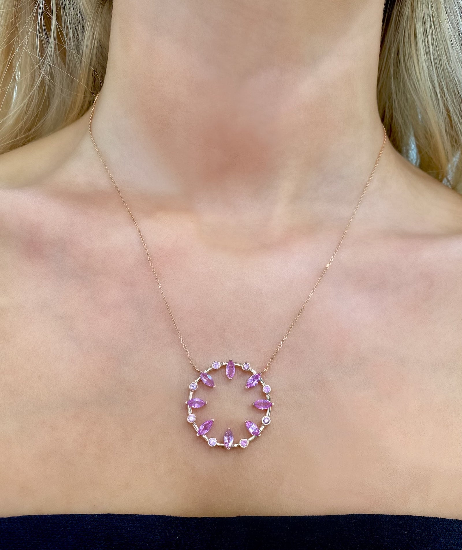 Pink Sapphire Meridian Necklace by Gemma Couture