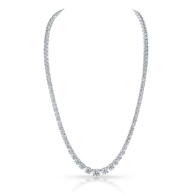 Riviera Style Natural Graduated Diamond Tennis Necklace