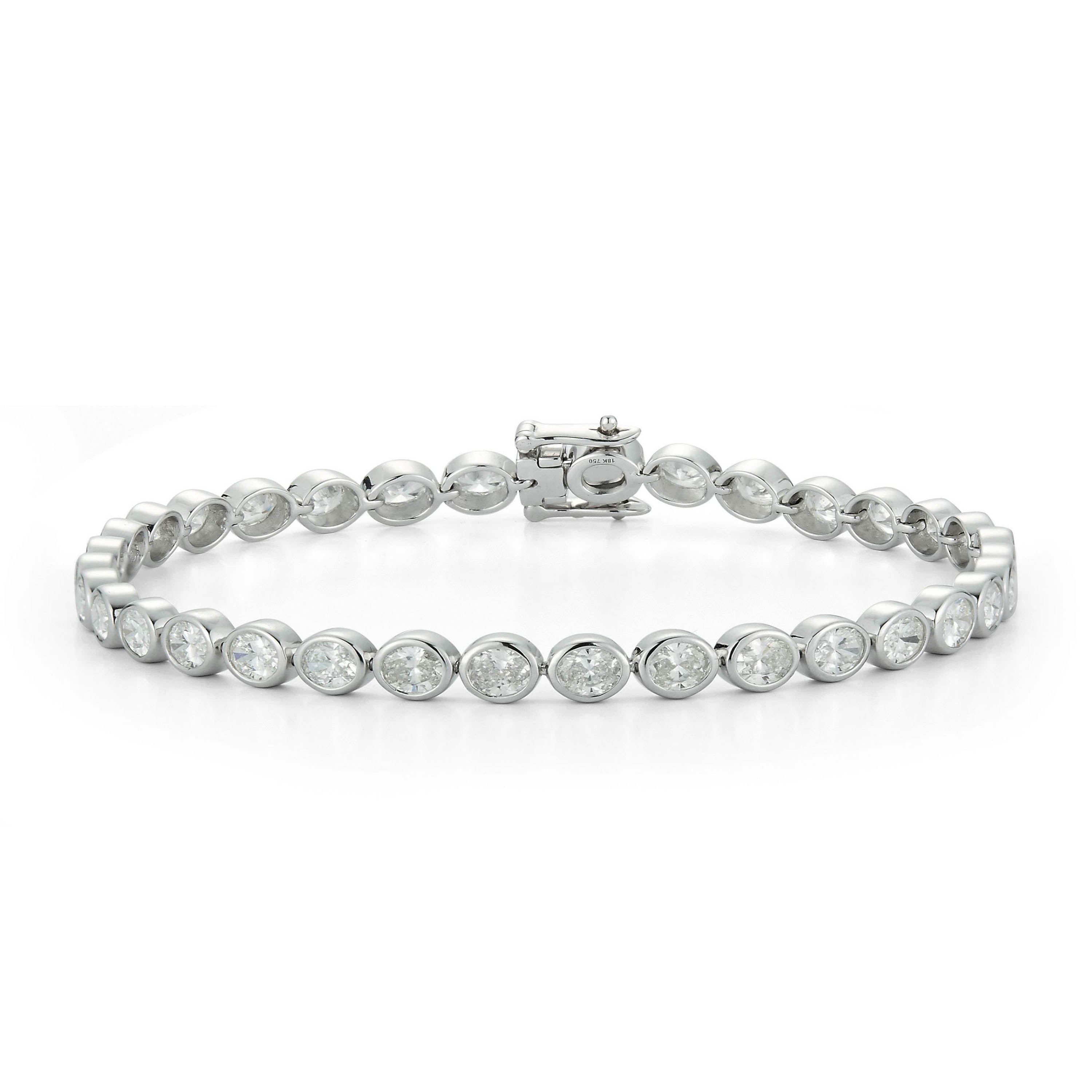Bezel Set Oval Diamond Tennis Bracelet