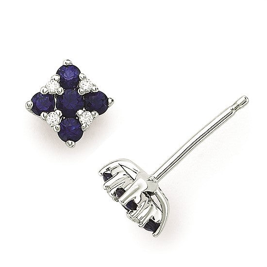 Blue Sapphire and Diamond Stud Earrings - Talisman Collection Fine Jewelers