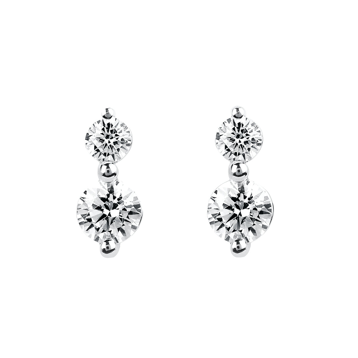 Two Diamond Drop Earrings in White, Yellow or Rose Gold - Talisman Collection Fine Jewelers