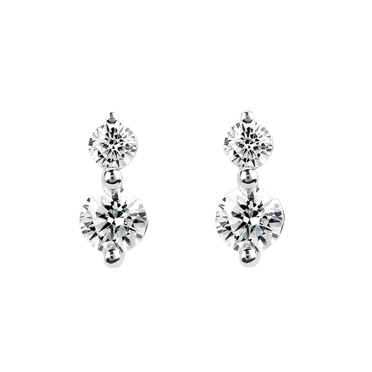 Two Diamond Drop Earrings in White, Yellow or Rose Gold - Talisman Collection Fine Jewelers