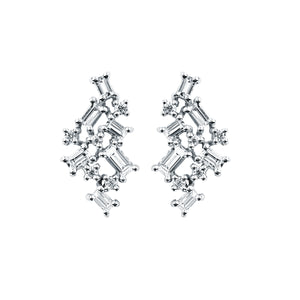 Diamond Baguette Cluster Stud Earrings in White, Yellow or Rose Gold - Talisman Collection Fine Jewelers