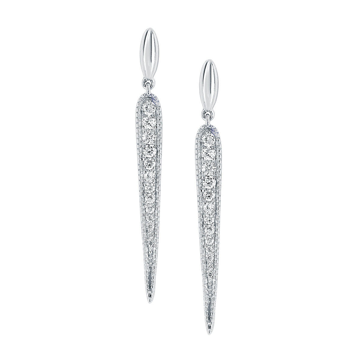 Diamond Elongated Drop Earrings in White, Yellow or Rose Gold - Talisman Collection Fine Jewelers