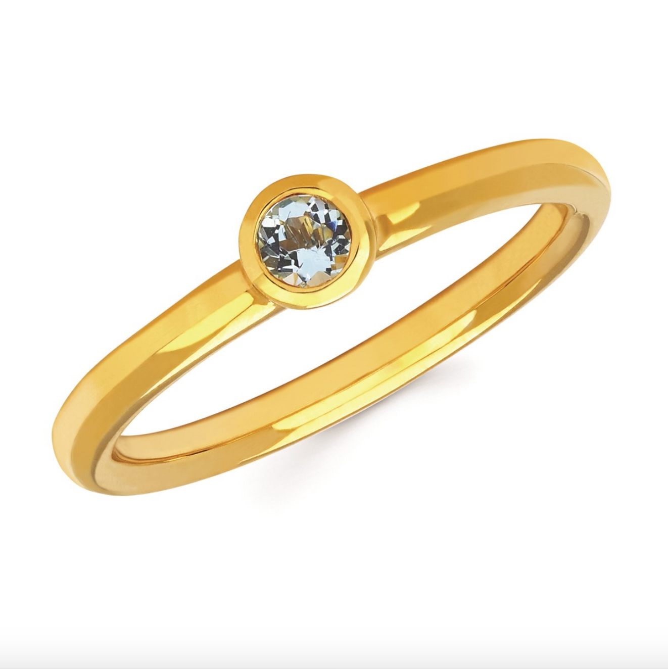 Aquamarine Bezel Set March Birthstone Ring - Talisman Collection Fine Jewelers