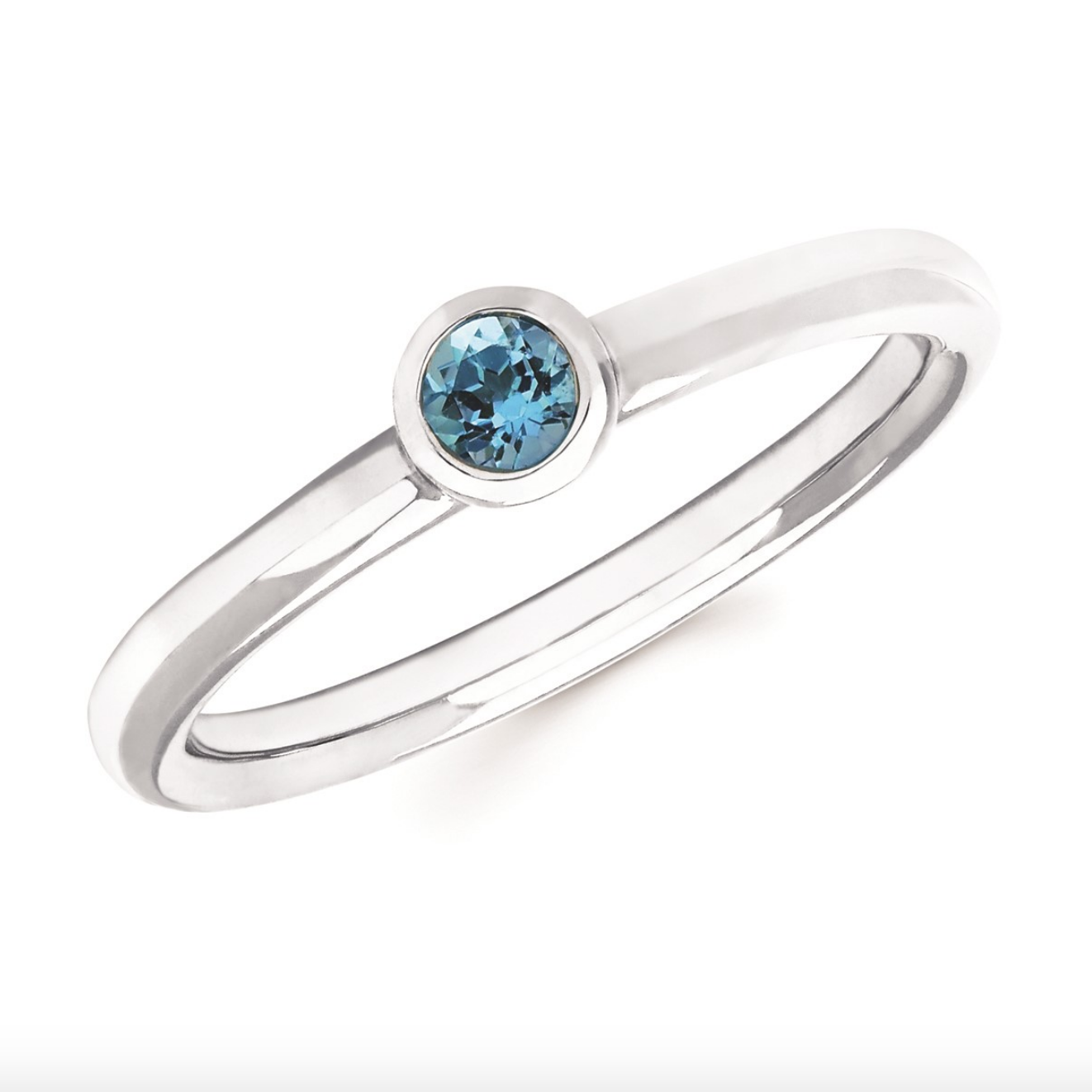 Blue Topaz Bezel Set December Birthstone Ring