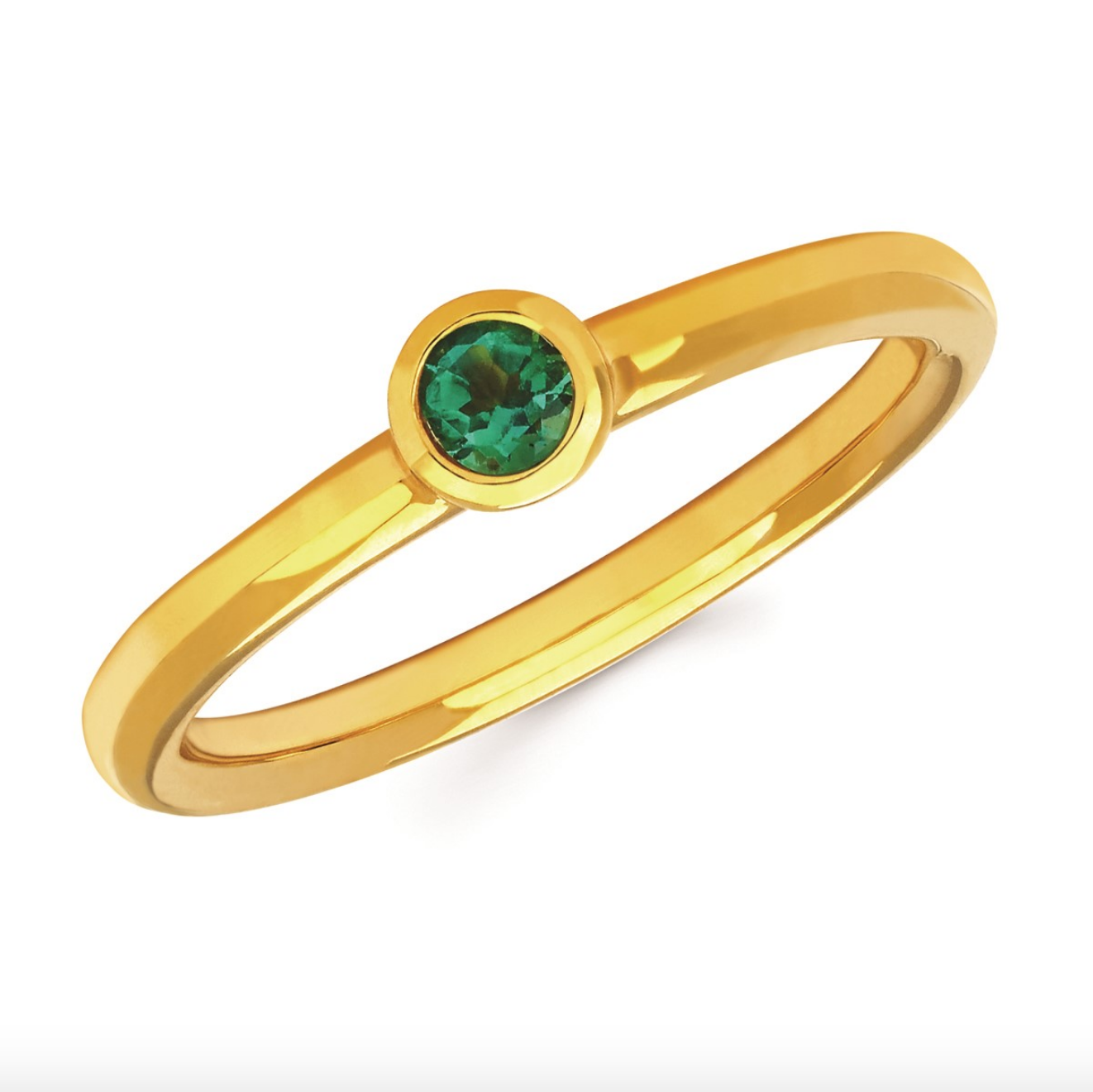 Emerald Bezel Set May Birthstone Ring - Talisman Collection Fine Jewelers