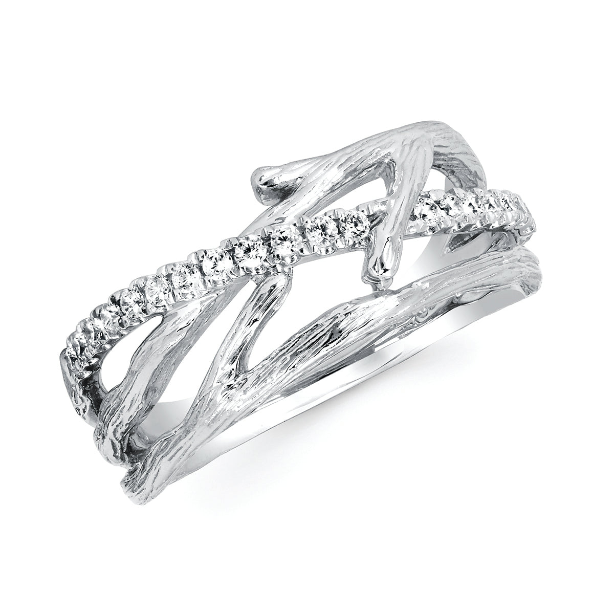 Textured Bark Diamond Ring - White Gold - Talisman Collection Fine Jewelers