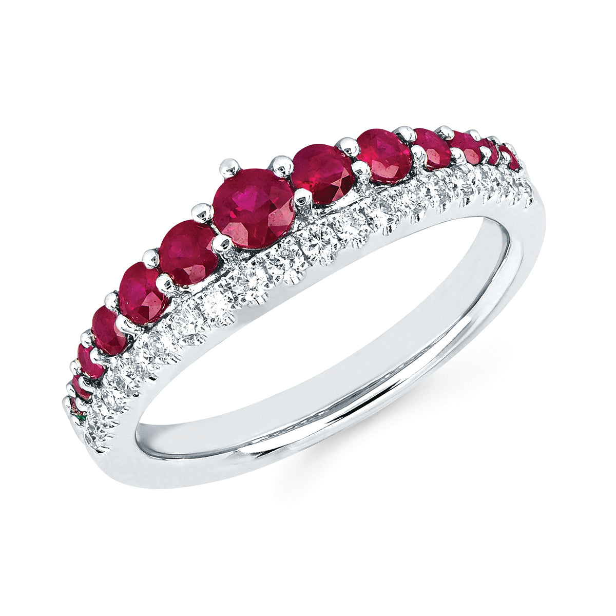 Diamond and Ruby July Birthstone Stack Ring - Talisman Collection Fine Jewelers