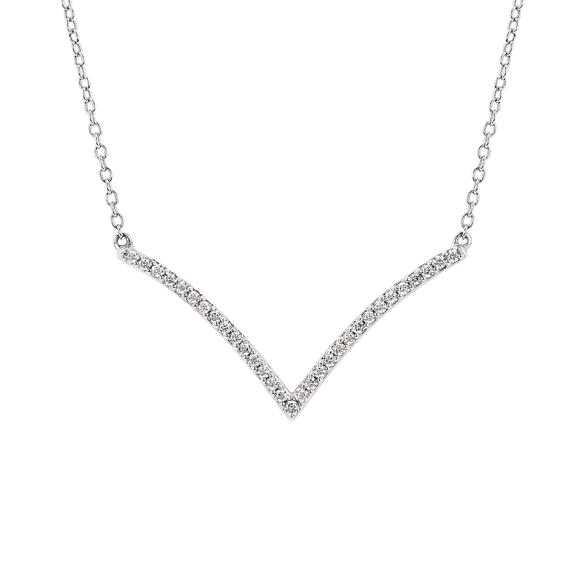 Diamond "V" Necklace - White Gold - Talisman Collection Fine Jewelers