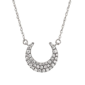 Diamond Crescent Moon Necklace in White, Yellow or Rose Gold - Talisman Collection Fine Jewelers