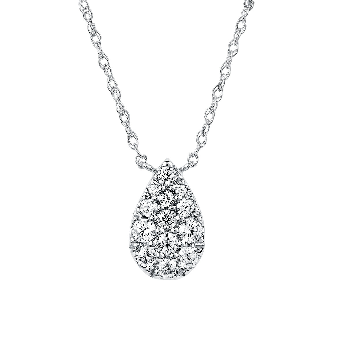 Diamond Pear-Shaped Necklace in White, Yellow or Rose Gold - Talisman Collection Fine Jewelers