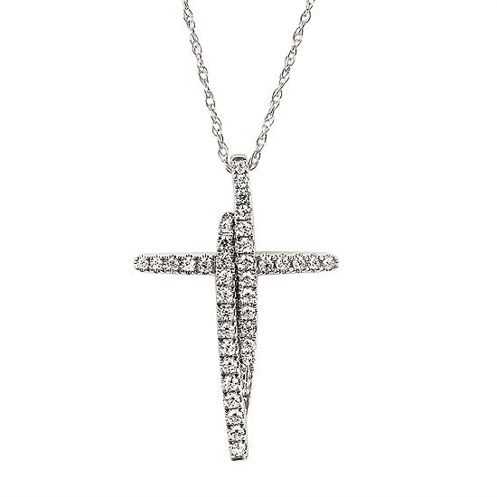 Diamond Cross Necklace in White, Yellow or Rose Gold - Talisman Collection Fine Jewelers