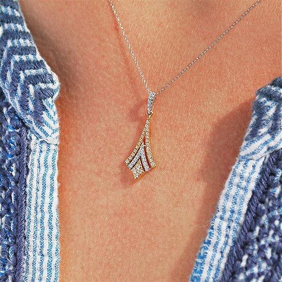 Diamond Kite Necklace in White and Yellow Gold - Talisman Collection Fine Jewelers