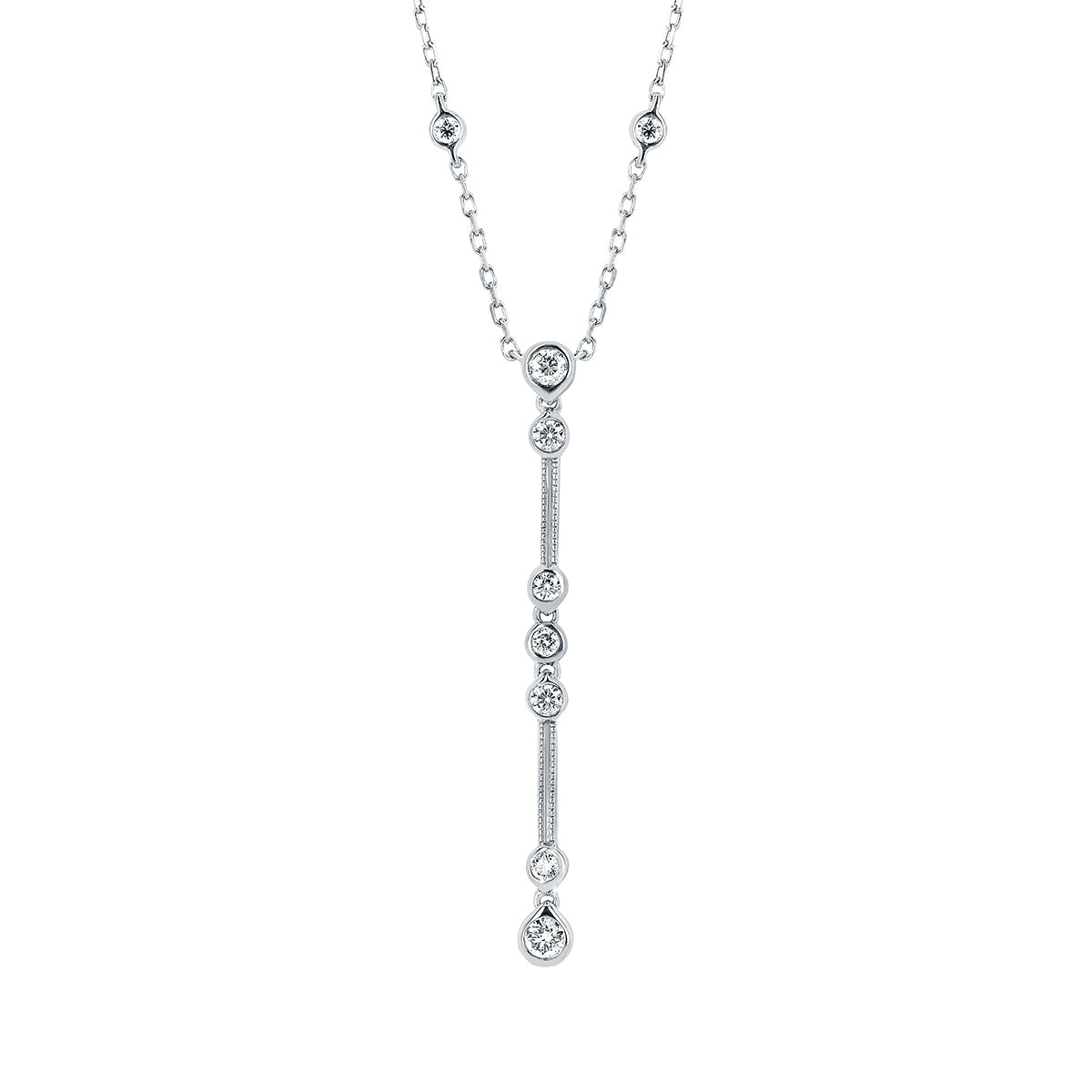 Diamond Bar Lariat Necklace in White, Yellow or Rose Gold - Talisman Collection Fine Jewelers