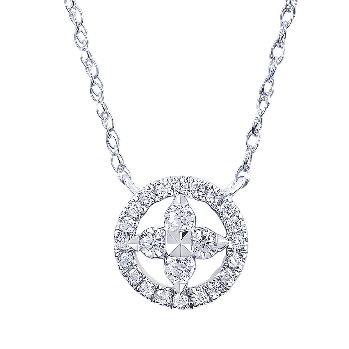 Diamond Floral Cut-Out Necklace - White Gold - Talisman Collection Fine Jewelers