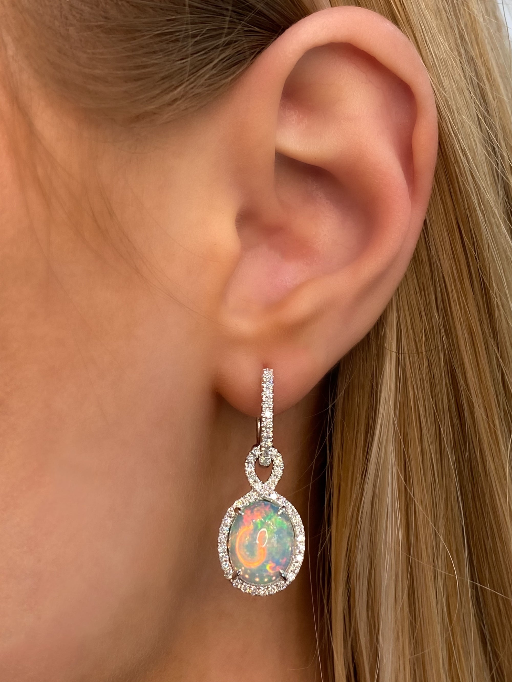 Opal and Diamond Drop Earrings by Yael