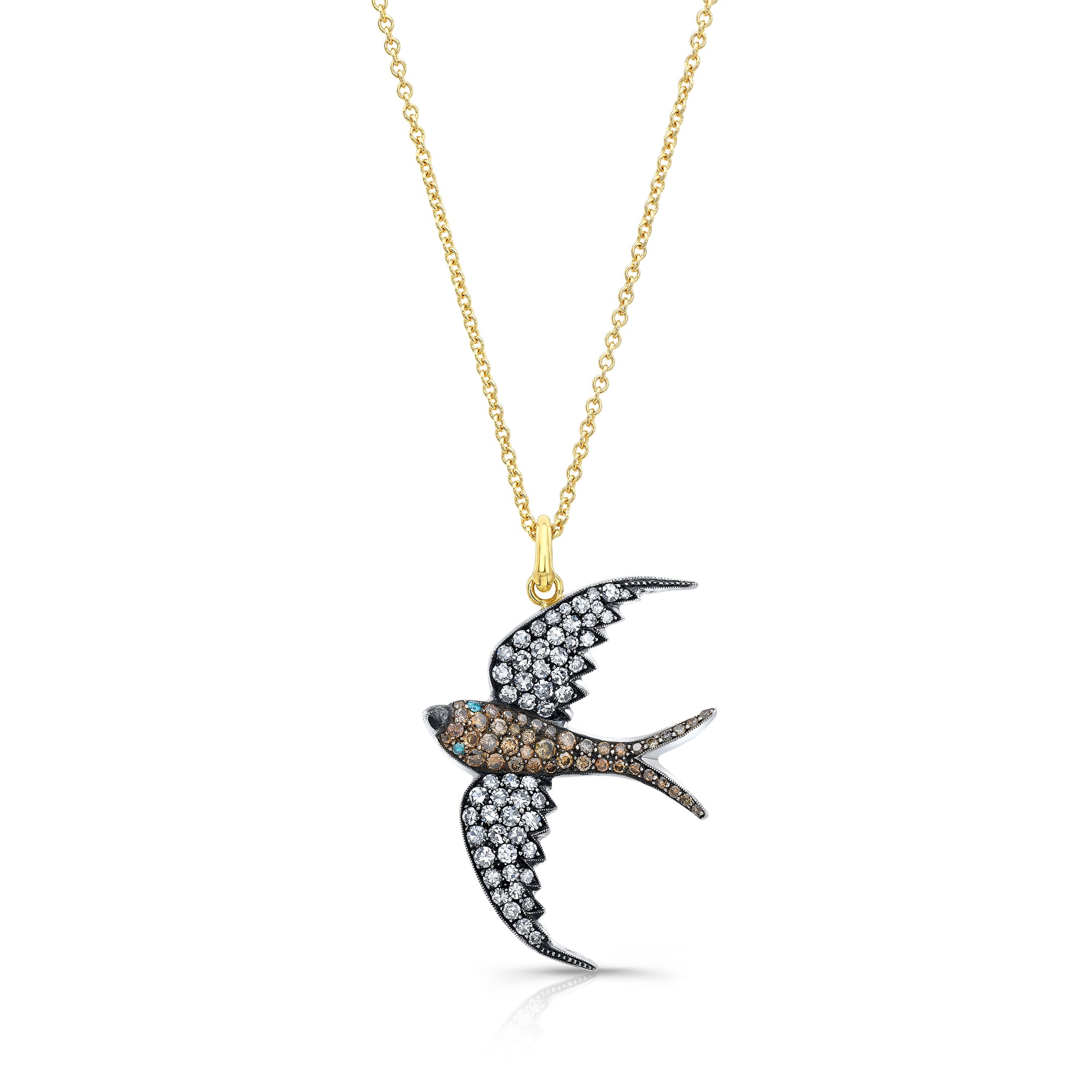 18k Yellow Gold Diamond Sparrow Pendant by Lord Jewelry - Talisman Collection Fine Jewelers