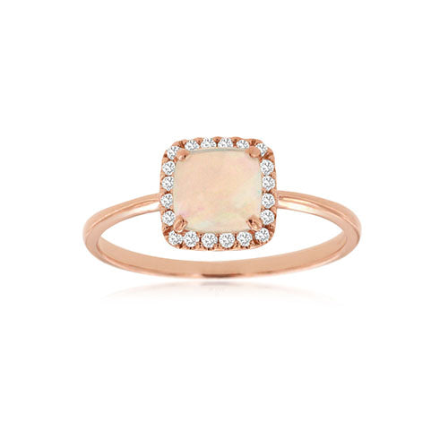 Opal and Diamond Aria Ring in 14k Rose Gold