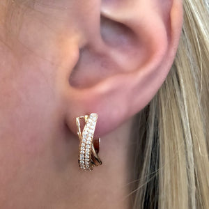 Diamond Parallax Hoop Earrings in 14k Rose Gold - Talisman Collection Fine Jewelers