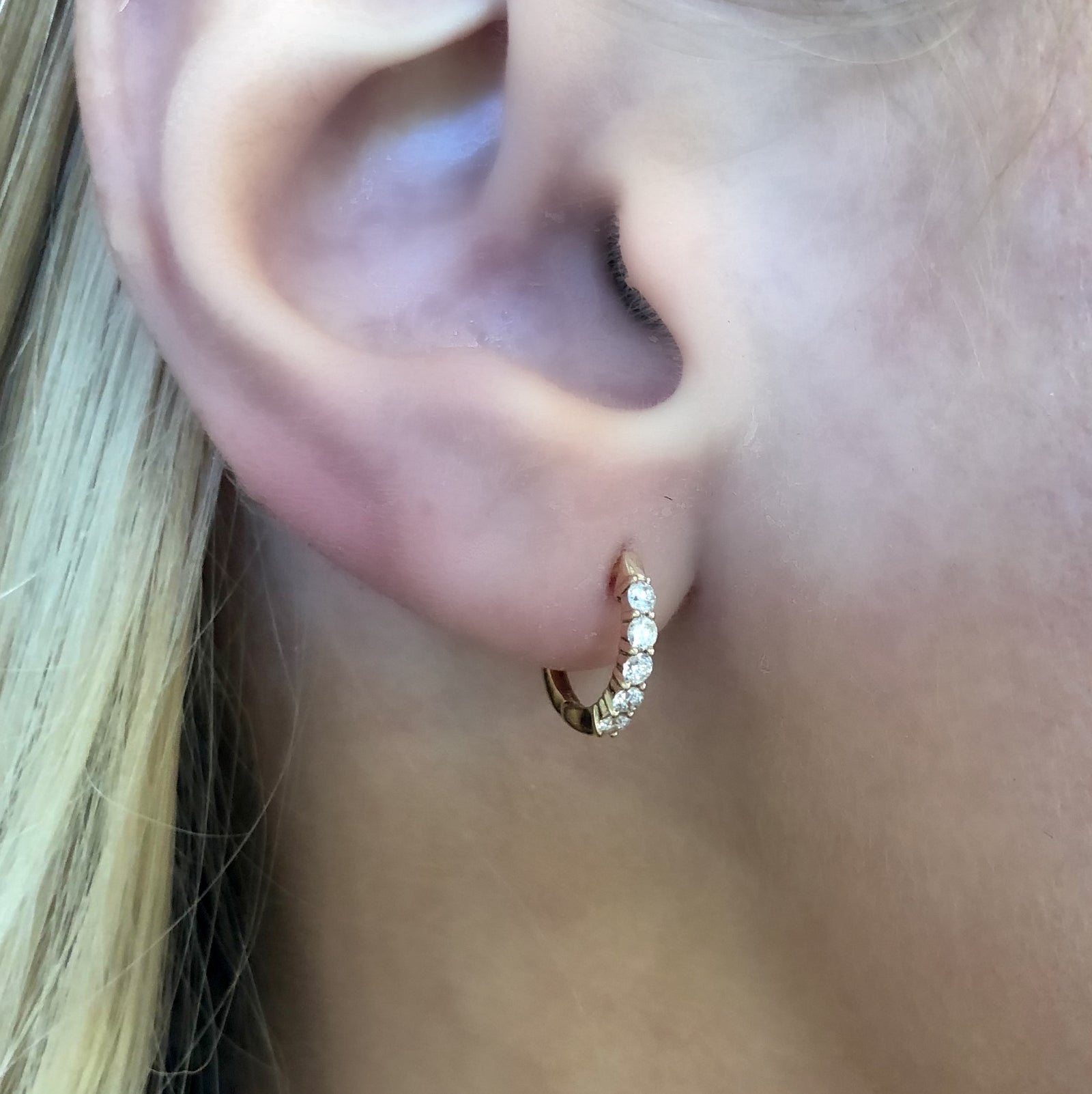 Diamond Hoop Earrings, 0.25 Carat Total Weight in 14k Rose Gold - Talisman Collection Fine Jewelers