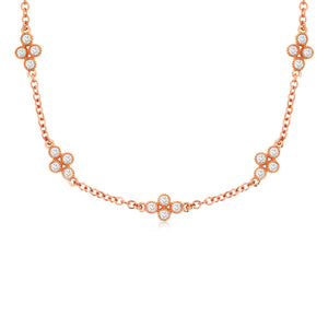 Diamond Bloom Station Necklace in 14k Rose Gold