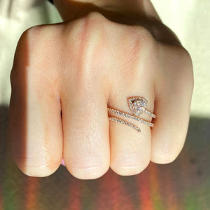 Diamond Heart Swirl Ring in 14k Rose Gold