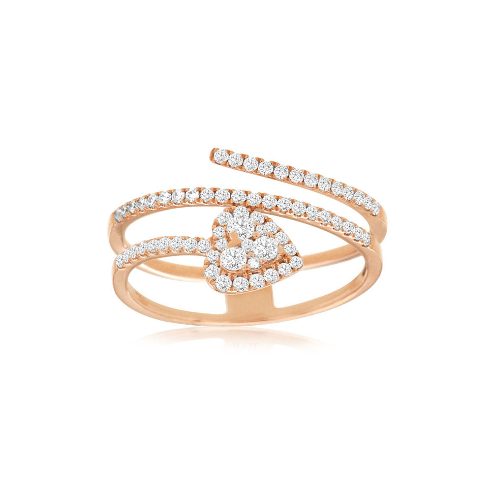 Diamond Heart Swirl Ring in 14k Rose Gold