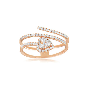 Diamond Heart Swirl Ring in 14k Rose Gold