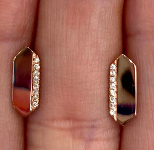 Diamond Shield Stud Earrings in 14k Rose Gold