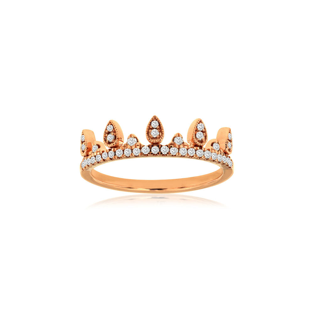 Diamond Crown Stack Band in 14k Rose Gold
