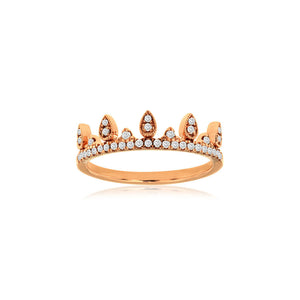 Diamond Crown Stack Band in 14k Rose Gold