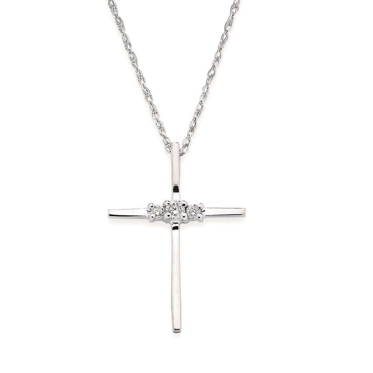 Diamond Cross Necklace in Sterling Silver