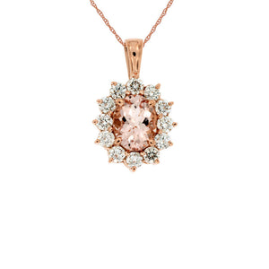 Morganite and Diamond Firecracker Pendant in 14k Rose Gold