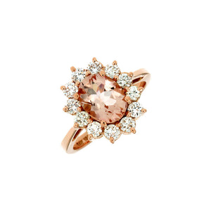 Morganite and Diamond Firecracker Ring in 14k Rose Gold