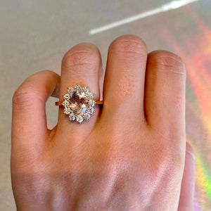 Morganite and Diamond Firecracker Ring in 14k Rose Gold